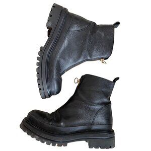 L'INTERVALLE Black Leather Chunky Platform Boots